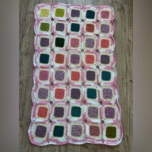 Handmade granny square Colorful Crochet baby infant stroller crib sized  Blanket